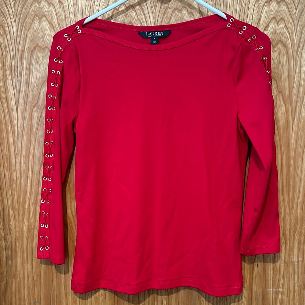 Lauren Ralph Lauren red cotton tee with gold